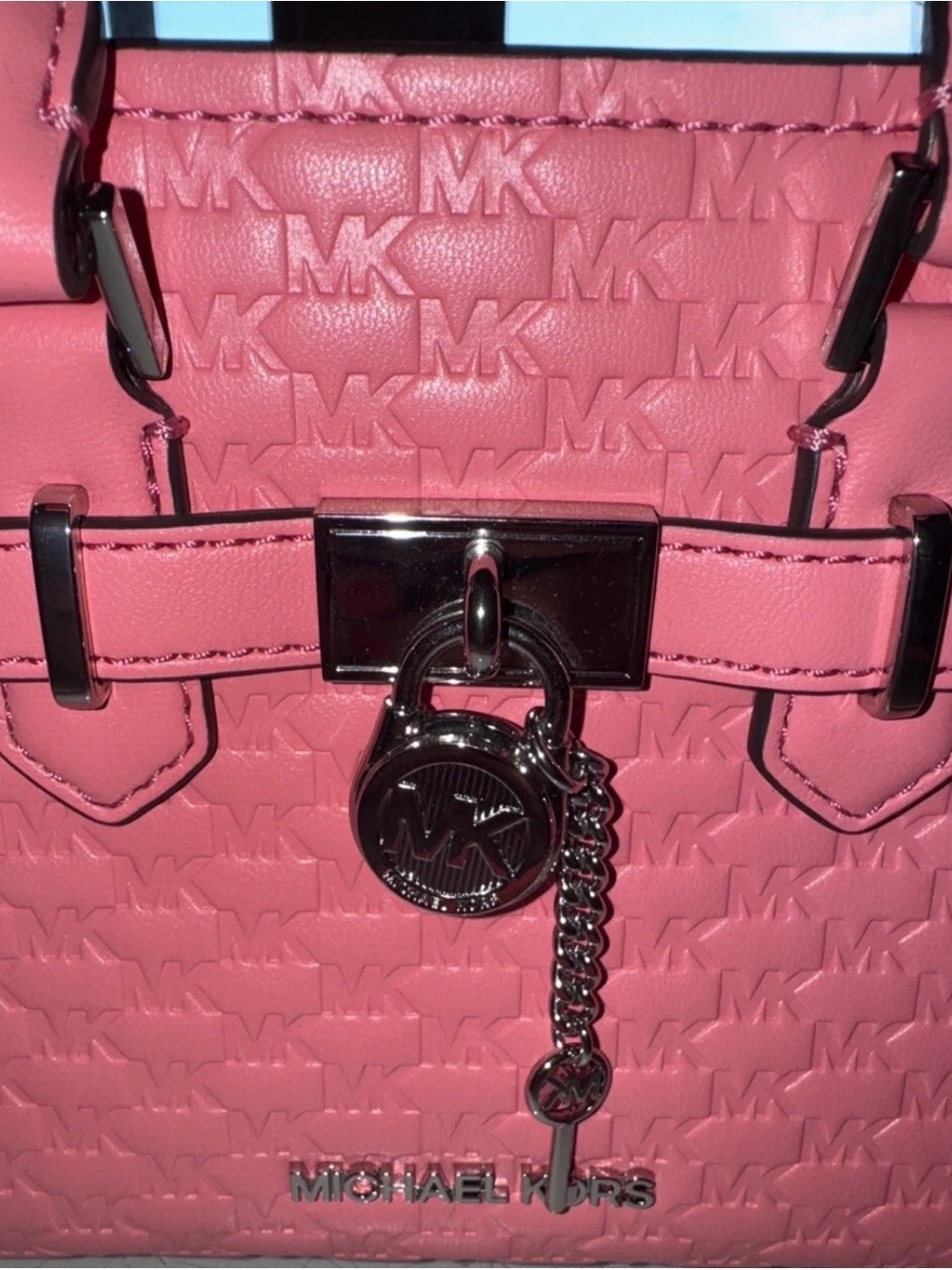 Michael Kors Pink Embossed Leather Mini Satchel with Charm - Picture 2 of 12
